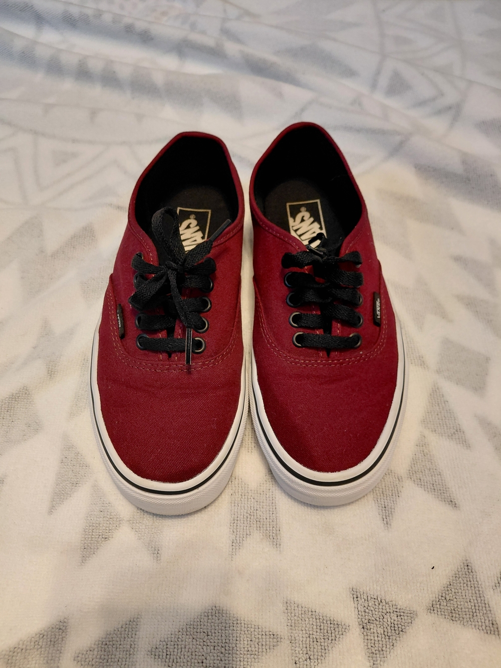 Vans Burgundy Canvas Low-Top Sneakers with Black Laces